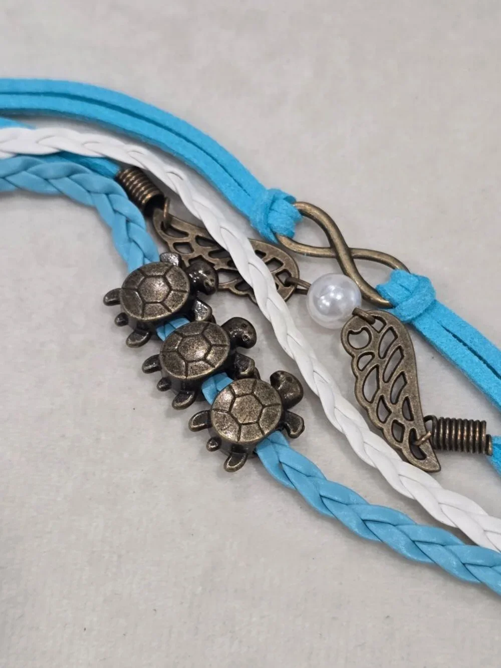 Handcrafted | Jewelry | Handmade Leather Infinity Turtle Charm Bracelet ...